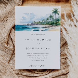 Invitation Mariage d'aquarelle de plage Tropical