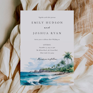 Invitation Mariage d'aquarelle de plage Tropical