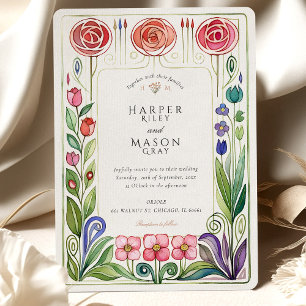 Invitation Mariage d'aquarelle de style Glasgow