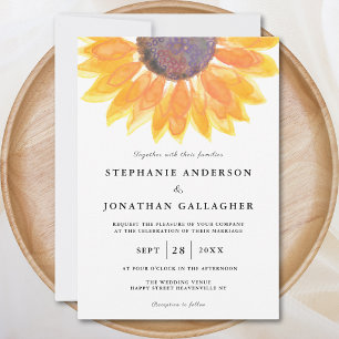 Invitation Mariage d'aquarelle de tournesol russe moderne