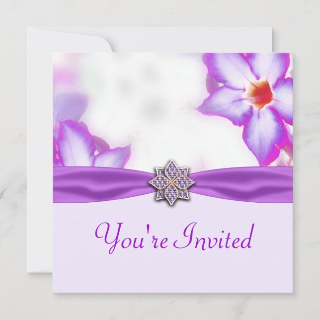 Invitation Mariage d'aquarelle des fleurs de printemps violet (Devant)