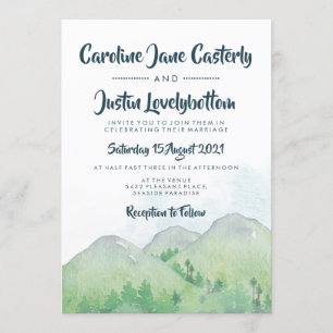 Invitation Mariage d'aquarelle des monts Misty
