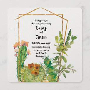Invitation Mariage d'aquarelle Desert Cactus