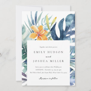 Invitation Mariage d'aquarelle d'été florale tropicale