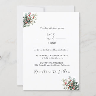 Invitation Mariage d'aquarelle d'hiver