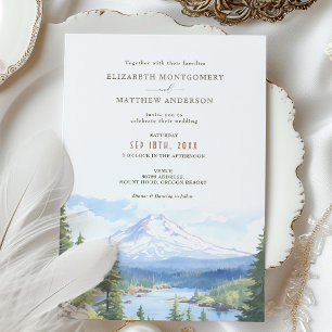 Invitation Mariage d'aquarelle du mont Hood Oregon