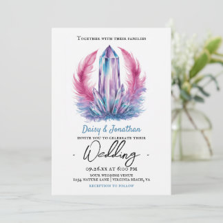Invitation mariage d'aquarelle en cristal de pierre
