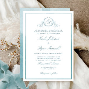 Invitation Mariage d'aquarelle en verre marin Chic Formel