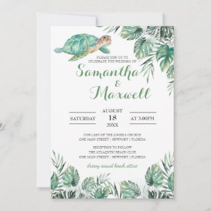 Invitation Mariage d'aquarelle Feuille de la tortue de mer
