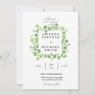 Invitation Mariage d'aquarelle feuille de verdure