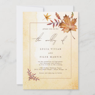 Invitation Mariage d'aquarelle feuille d'érable d'automne