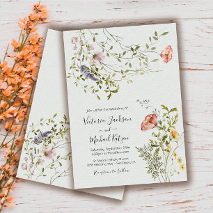 Invitation Mariage d'aquarelle fleur sauvage clair et aéré