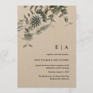 Invitation Mariage d'aquarelle fleurie bleu foncé
