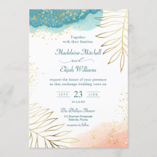 Invitation Mariage d'aquarelle florale Blush Gold
