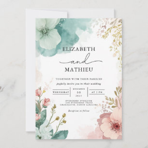 Invitation Mariage d'aquarelle florale éthéré