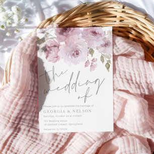 Invitation Mariage d'aquarelle florale Mauve Blush Dusty