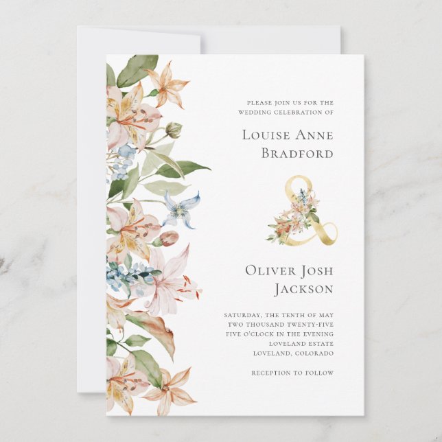 Invitation Mariage d'aquarelle florale Sage Blush (Devant)