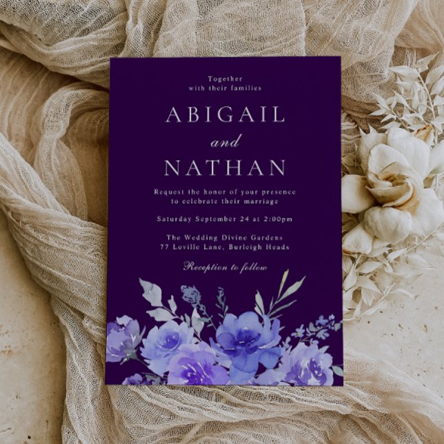 Invitation Mariage d'aquarelle florale violet et violet (Créateur téléchargé)