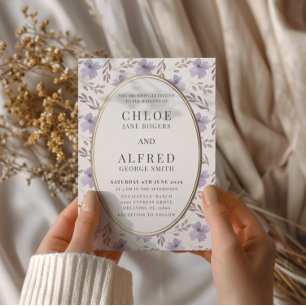 Invitation Mariage d'aquarelle florale violet moderne