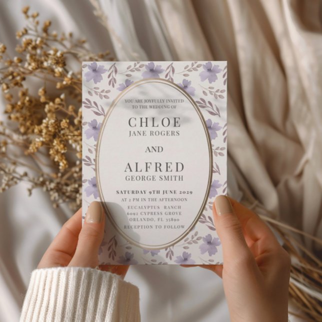 Invitation Mariage d'aquarelle florale violet moderne (Créateur téléchargé)