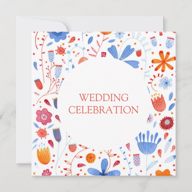 Invitation Mariage d'aquarelle Flower Meadow (Devant)