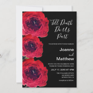 Invitation Mariage d'aquarelle gothique noir Rose