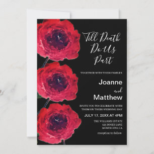 Invitation Mariage d'aquarelle gothique noir Rose