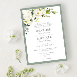 Invitation Mariage d'aquarelle gris blanc classique
