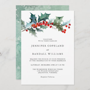 Invitation Mariage d'aquarelle Holiday Greenery