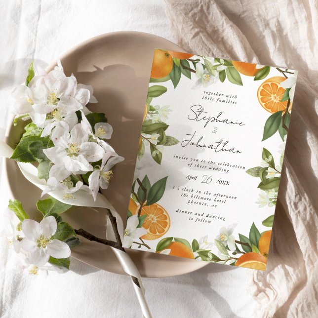 Invitation Mariage d'aquarelle mandarin orange (Créateur téléchargé)