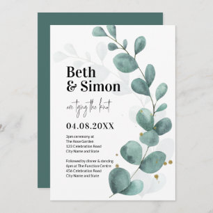 Invitation Mariage d'aquarelle moderne Eucalyptus Greenery