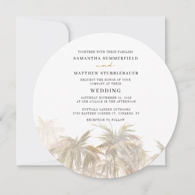 Invitation Mariage d'aquarelle moderne Palm Trees (Devant)