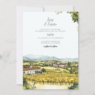 Invitation Mariage d'aquarelle Napa Valley California