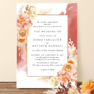 Invitation Mariage d'aquarelle orange pâteux