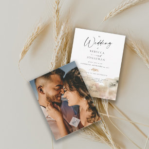 Invitation Mariage d'aquarelle photo monogramme minimaliste