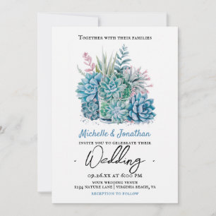 Invitation mariage d'aquarelle plante succulent
