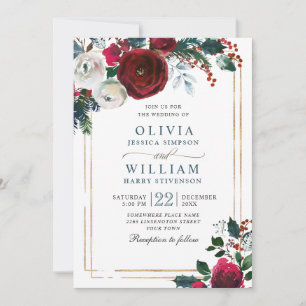 Invitation Mariage d'aquarelle Rose de Bourgogne