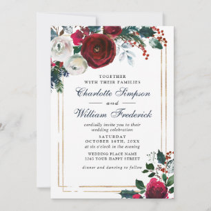 Invitation Mariage d'aquarelle Rose de Bourgogne