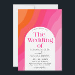Invitation Mariage d'aquarelle rose et orange moderne chaud<br><div class="desc">Ce faire-part de mariage moderne présente un design élégant rose et orange. avec ce coloris branché de rose chaud et orange.Un faire-part de mariage d'été amusant avec un arrière - plan d'aquarelle rose et orange chaud avec lettrage blanc.</div>