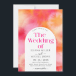 Invitation Mariage d'aquarelle rose et orange moderne chaud<br><div class="desc">Ce faire-part de mariage moderne présente un design élégant rose et orange. avec ce coloris branché de rose chaud et orange.Un faire-part de mariage d'été amusant avec un arrière - plan d'aquarelle rose et orange chaud avec lettrage blanc.</div>