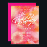 Invitation Mariage d'aquarelle rose et orange moderne Invi<br><div class="desc">Ce faire-part de mariage moderne présente un design élégant rose et orange. avec ce coloris branché de rose chaud et orange.Un faire-part de mariage d'été amusant avec un arrière - plan d'aquarelle rose et orange chaud avec lettrage blanc.</div>