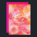 Invitation Mariage d'aquarelle rose et orange moderne Invi<br><div class="desc">Ce faire-part de mariage moderne présente un design élégant rose et orange. avec ce coloris branché de rose chaud et orange.Un faire-part de mariage d'été amusant avec un arrière - plan d'aquarelle rose et orange chaud avec lettrage blanc.</div>