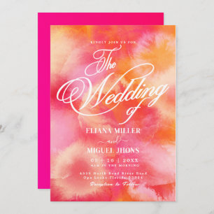 Invitation Mariage d'aquarelle rose et orange moderne Invi