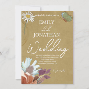 Invitation Mariage d'aquarelle rose jaune