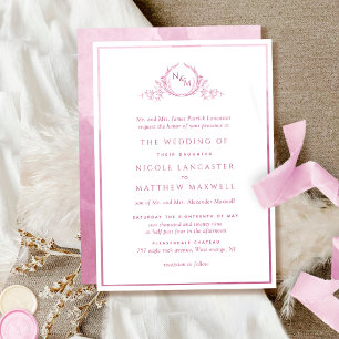 Invitation Mariage d'aquarelle rose mauve