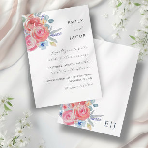 Invitation Mariage d'aquarelle Rose moderne