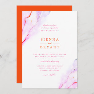 Invitation Mariage d'aquarelle rose orange