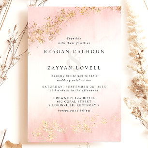 Invitation Mariage d'aquarelle rose pâle
