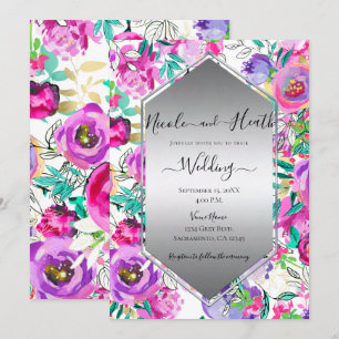 Invitation Mariage d'aquarelle rose vif