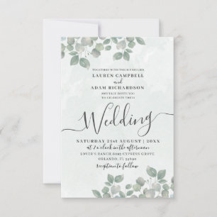 Invitation Mariage d'aquarelle Russe Green Eucalyptus